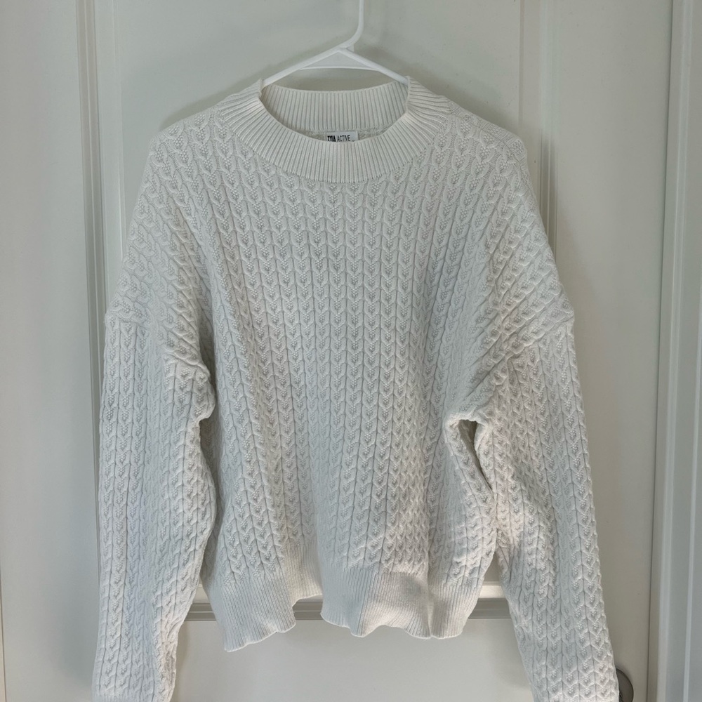 White Cable Knit Sweater